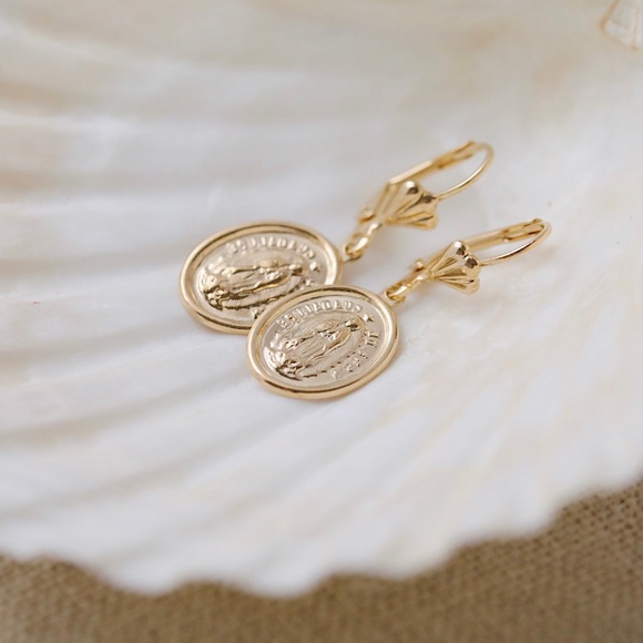 Virgin Mary Earrings | 18k Gold Filled - Picture 2 of 6